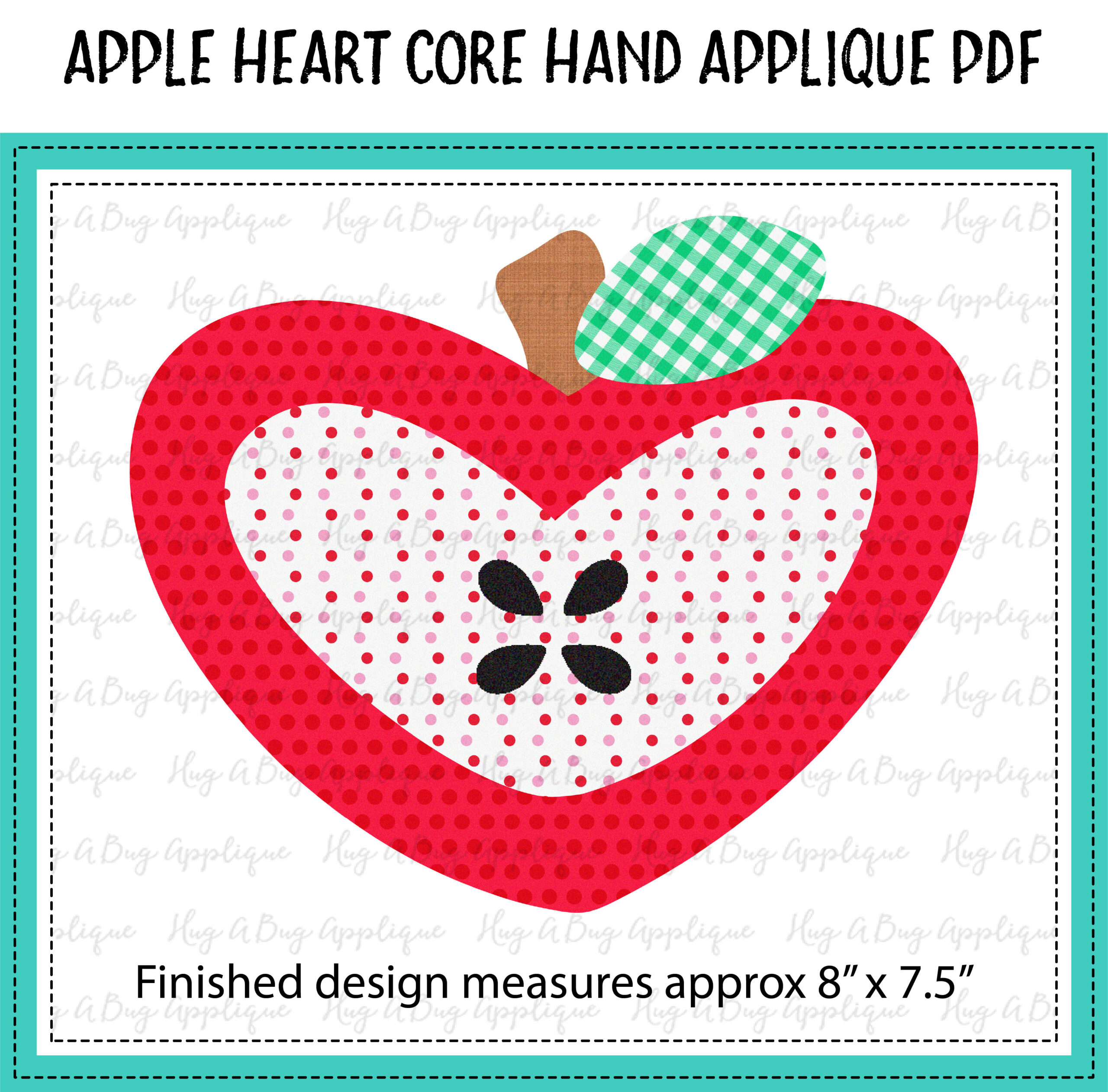 Apple Heart Core Hand Applique PDF