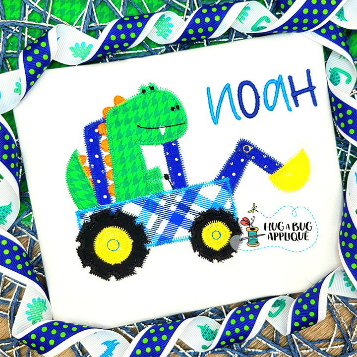 Dino Digger Zig Zag Stitch Applique Design