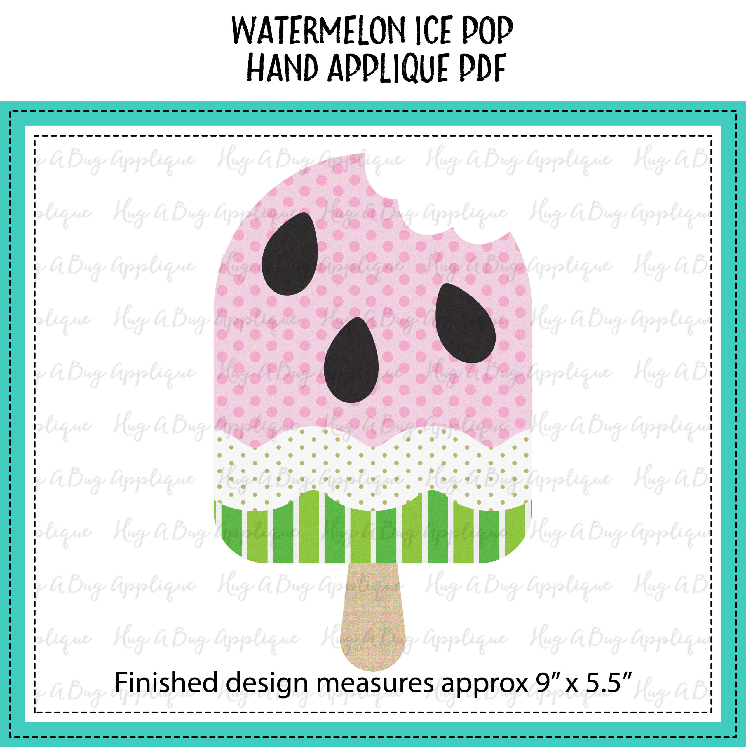Watermelon Ice Pop Hand Applique PDF