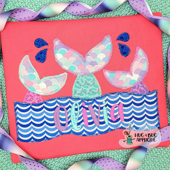 Mermaid Tails Wave Box Zig Zag Stitch Applique Design