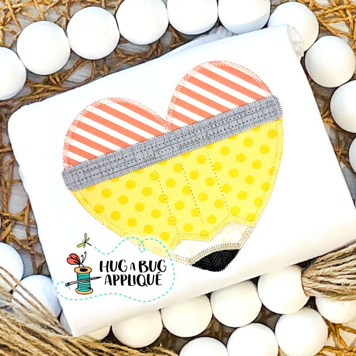 Pencil Heart Zig Zag Stitch Applique Design