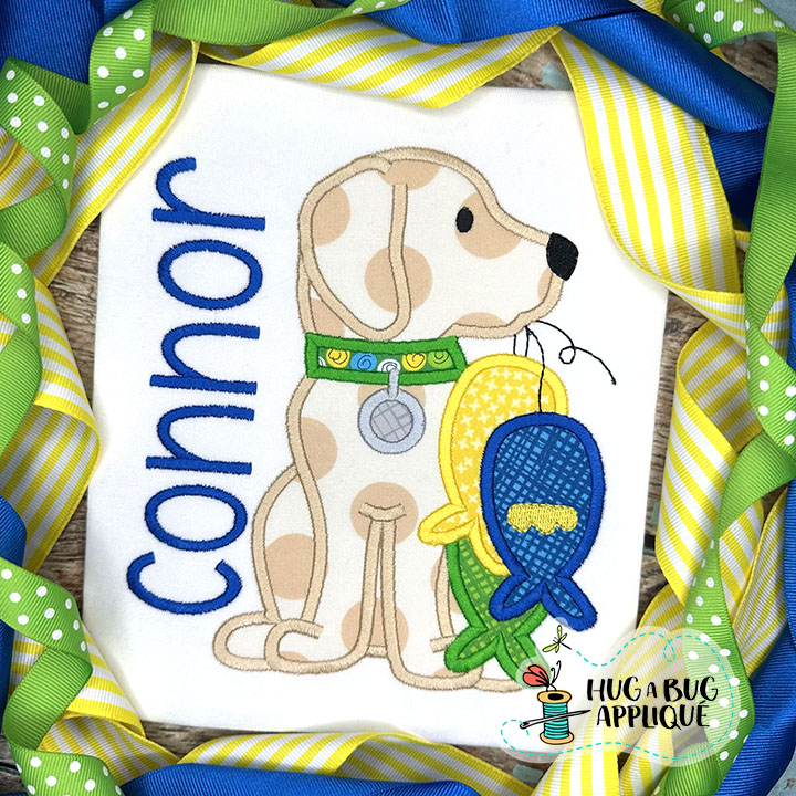 Pup Fish Stringer Satin Stitch Applique Design