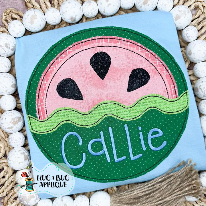 Split Circle Watermelon Bean Stitch Applique Design