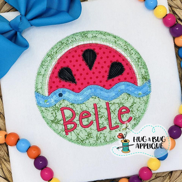 Split Circle Watermelon Zig Zag Stitch Applique Design