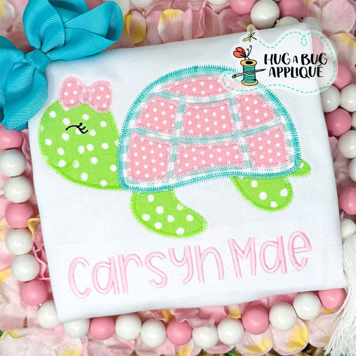 Turtle Bow Zig Zag Stitch Applique Design
