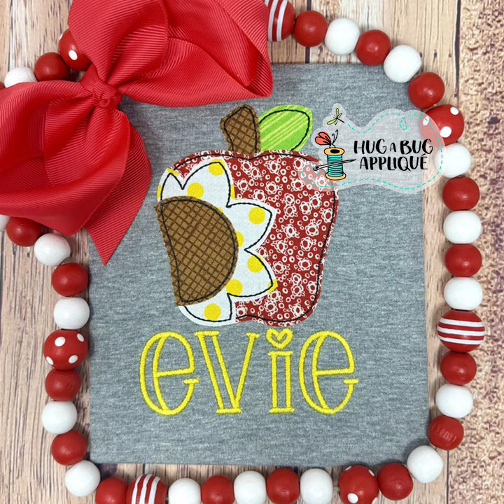 Apple Inset Flower Bean Stitch Applique Design