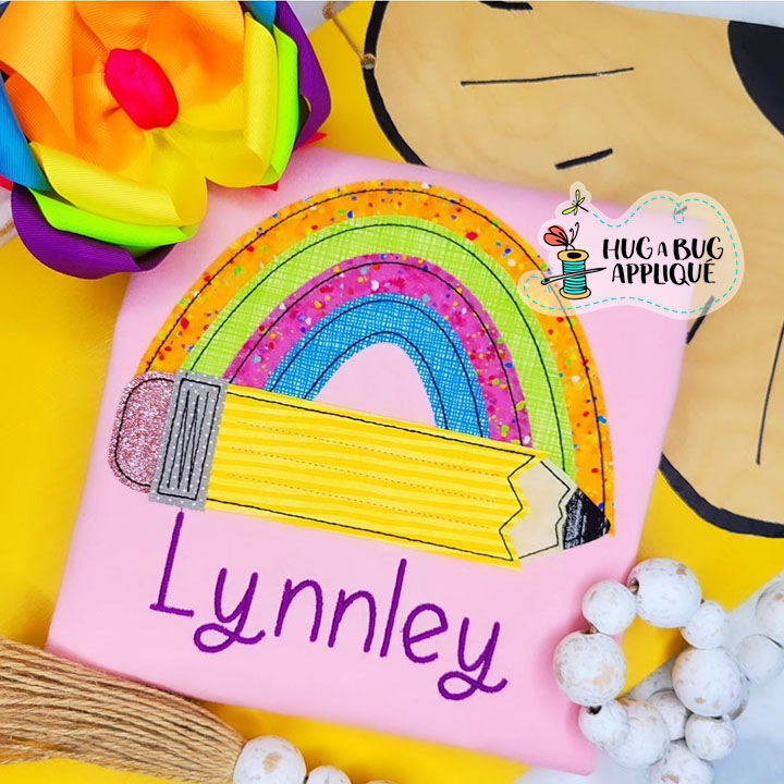 Rainbow Pencil Bean Stitch Applique Design