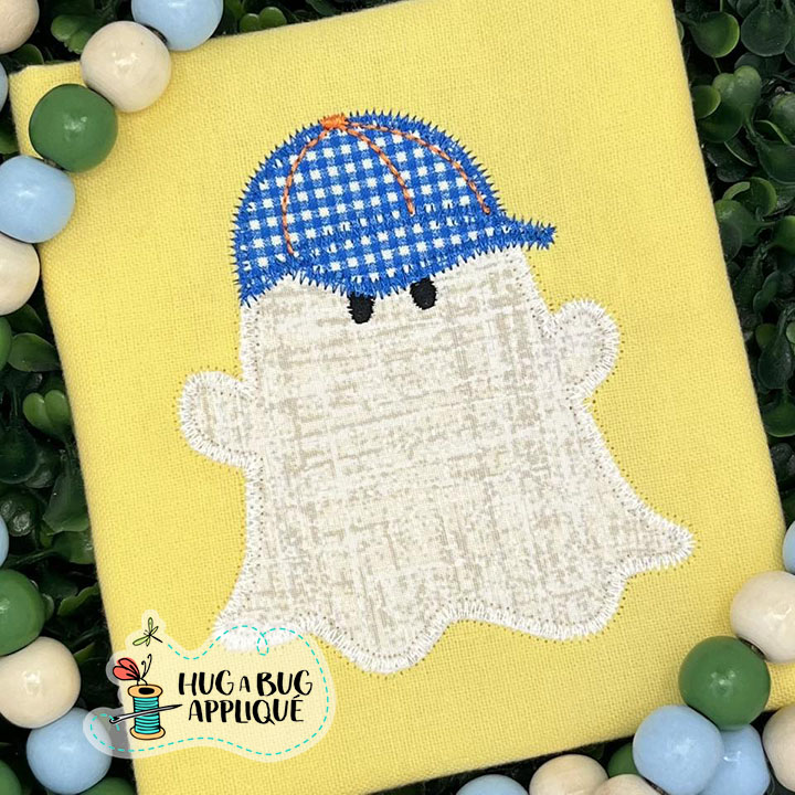 Ghost Ball Cap Zig Zag Stitch Applique Design