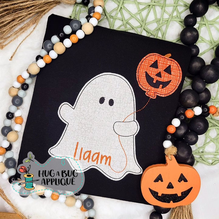 Ghost Balloon Bean Stitch Applique Design