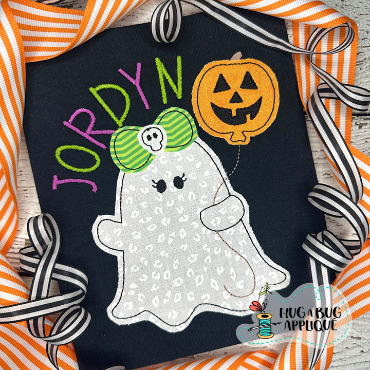 Ghost Bow Balloon Bean Stitch Applique Design