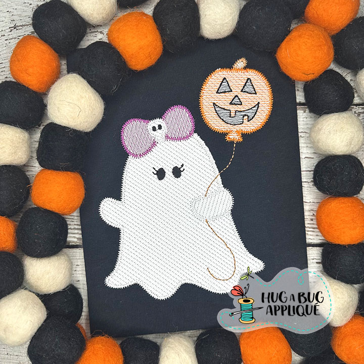 Ghost Bow Balloon Sketch Stitch Embroidery Design