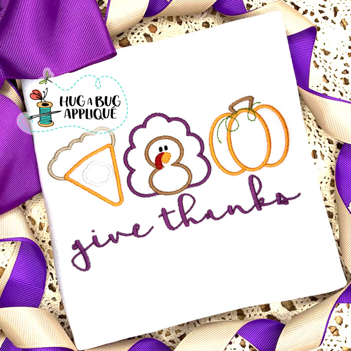 Give Thanks Trio Embroidery Design
