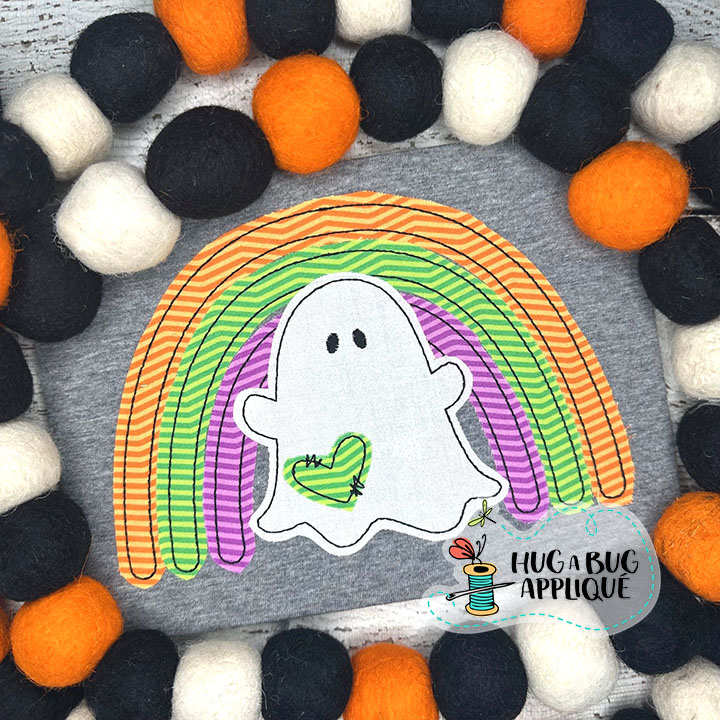 Rainbow Ghost Bean Stitch Applique Design