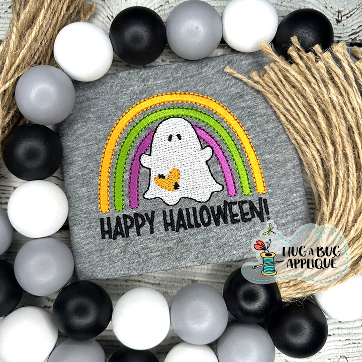 Rainbow Ghost Filled Stitch Embroidery Design