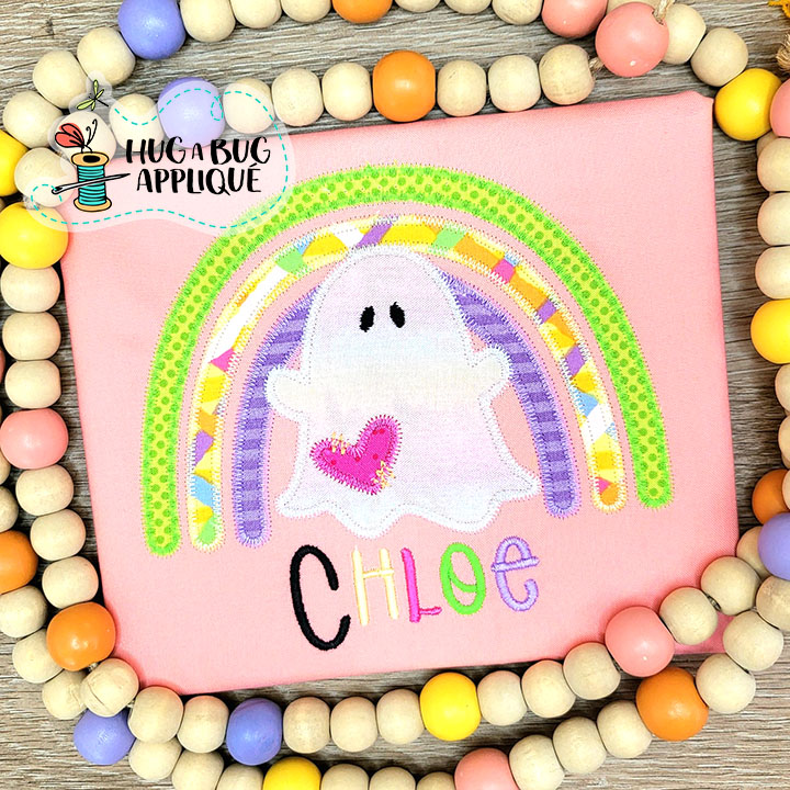 Rainbow Ghost Zig Zag Stitch Applique Design