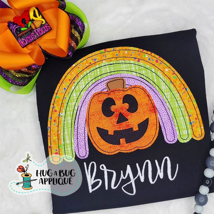 Rainbow Jackolantern Bean Stitch Applique Design