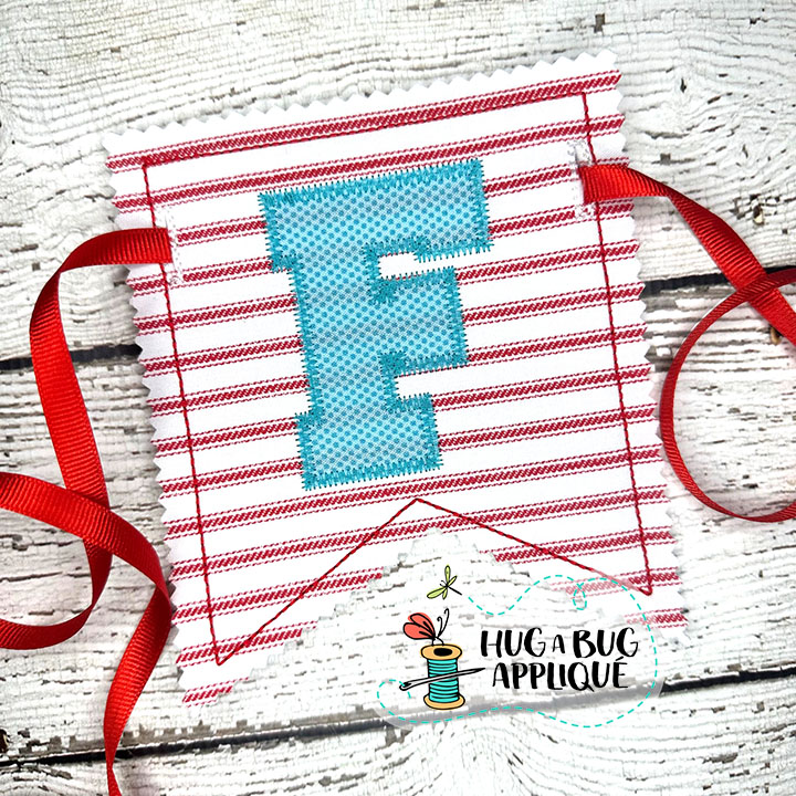 Bunting Flag Bean Stitch In the Hoop Applique Design