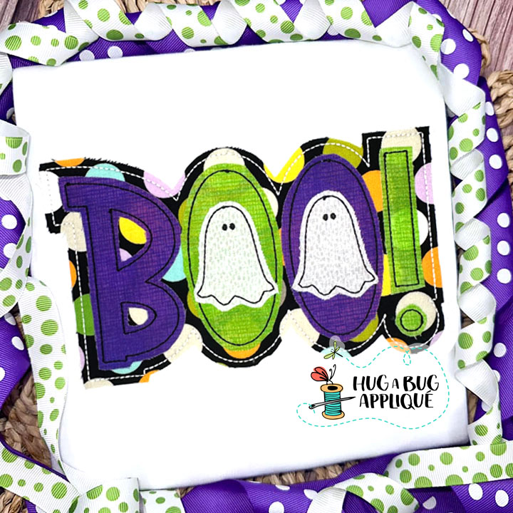 Boo Double Bean Stitch Applique Design