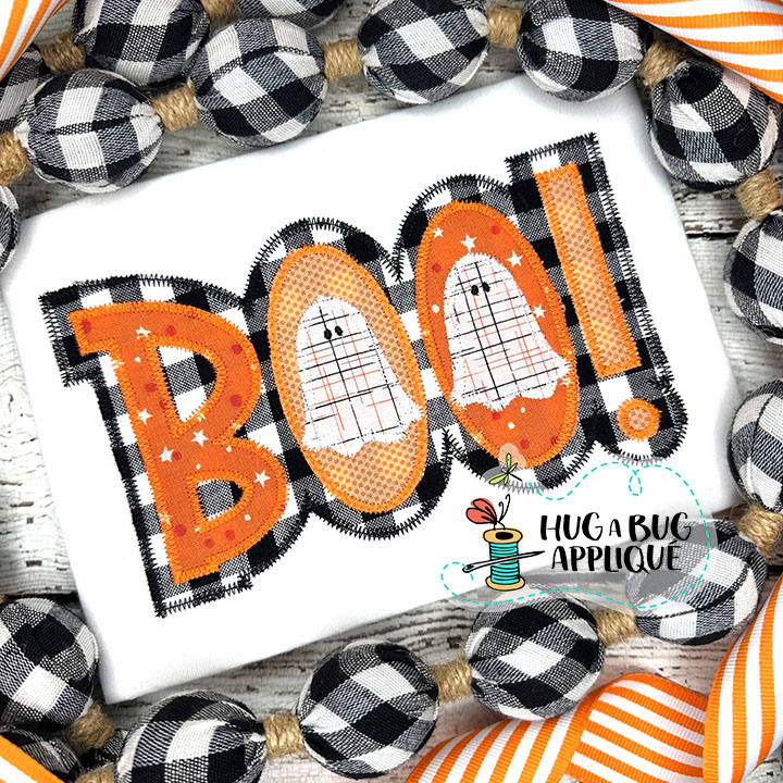 Boo Double Zig Zag Stitch Applique Design