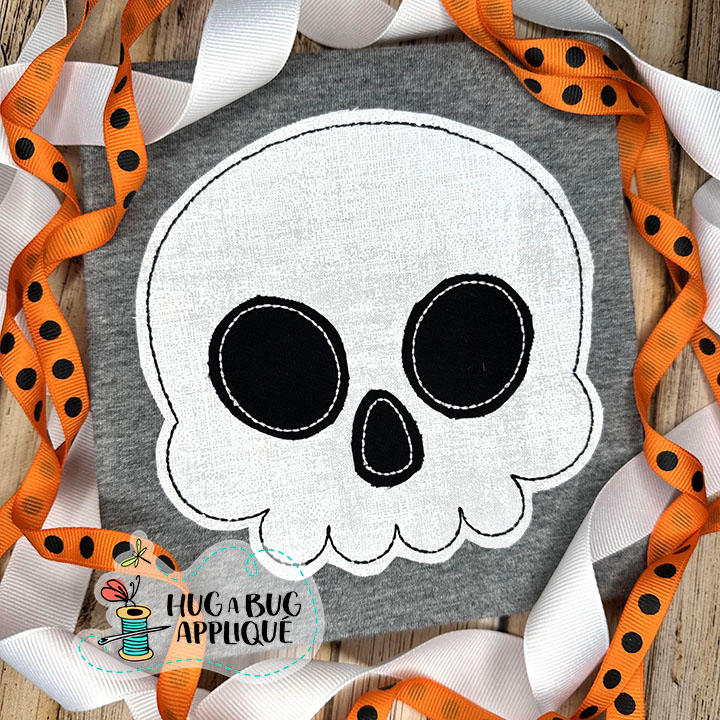 Cute Skull Bean Stitch Applique Design
