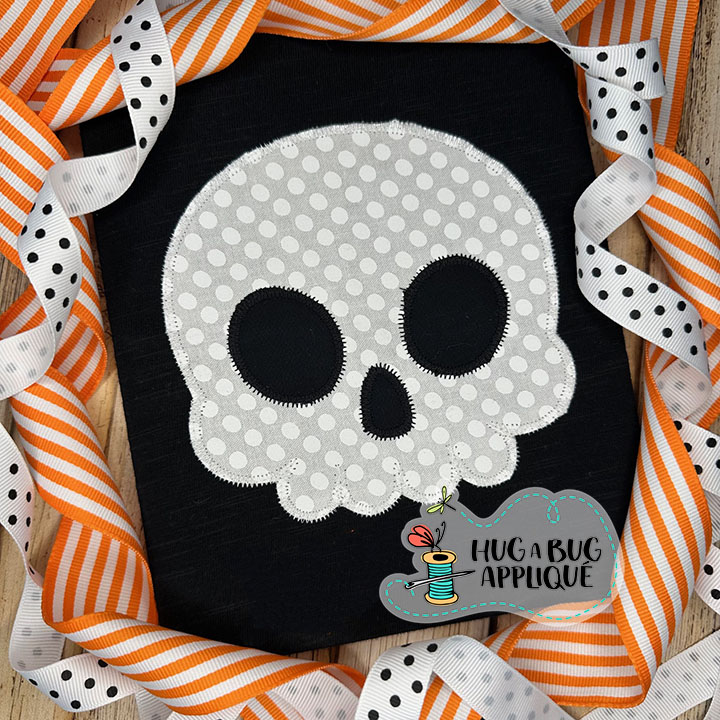 Cute Skull Zig Zag Stitch Applique Design