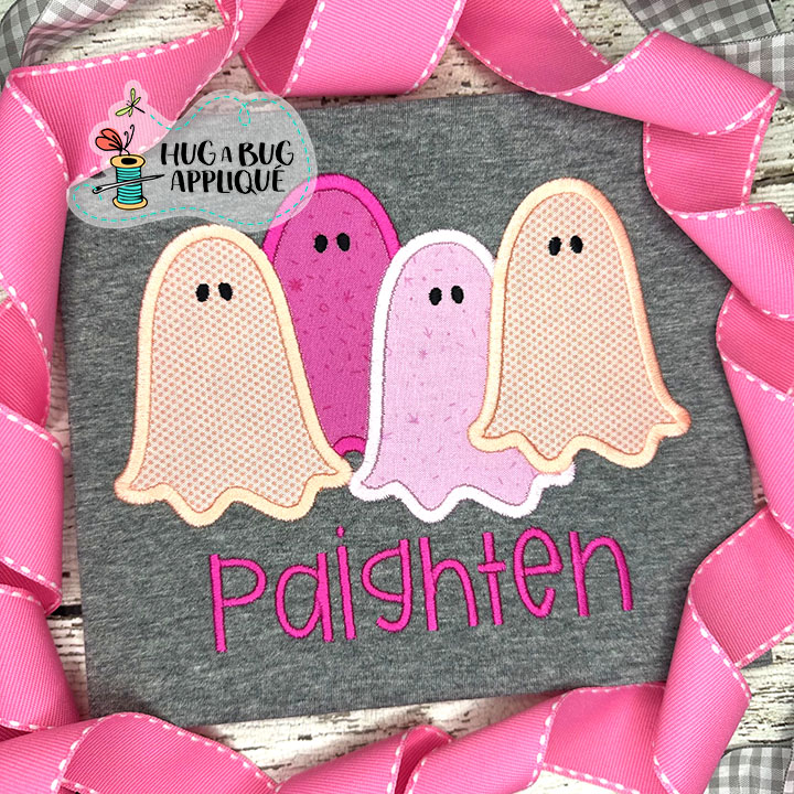Ghosts In Row Satin Stitch Applique Design