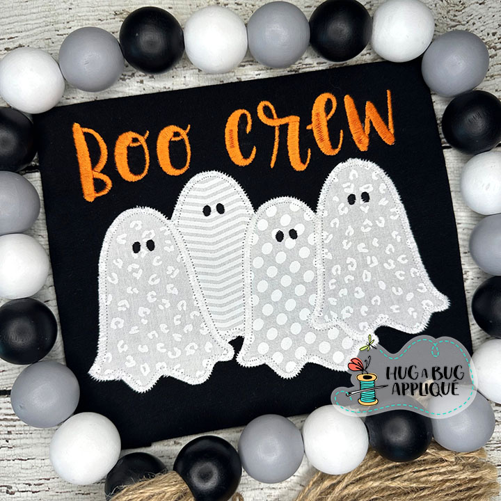 Ghosts In Row Zig Zag Stitch Applique Design