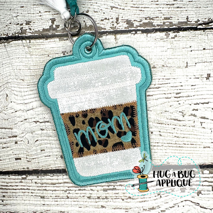 Latte Satin Stitch Bag Tag In the Hoop Applique Design