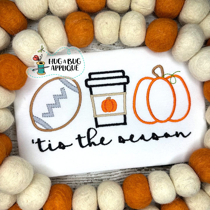 Tis Season Ball Latte Pumpkin Embroidery Design