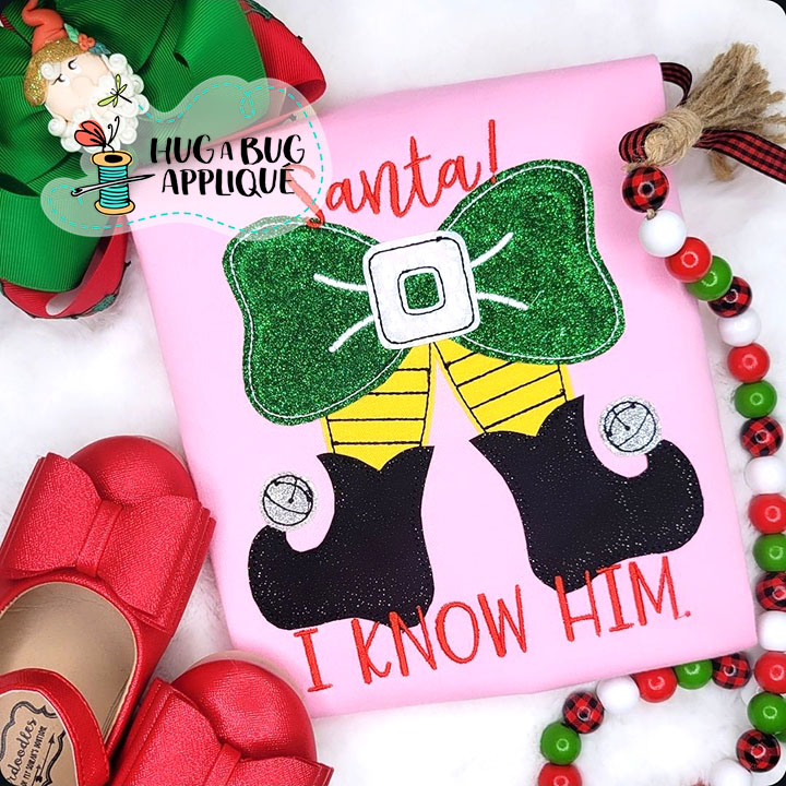 Elf Bow Bean Stitch Applique Design