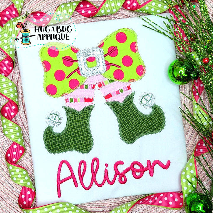 Elf Bow Zig Zag Stitch Applique Design