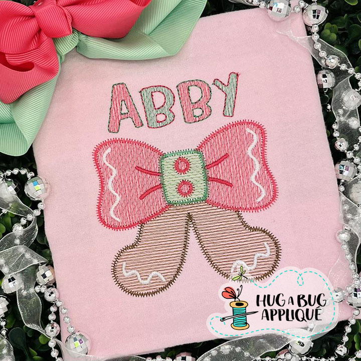 Ginger Bow Sketch Stitch Embroidery Design