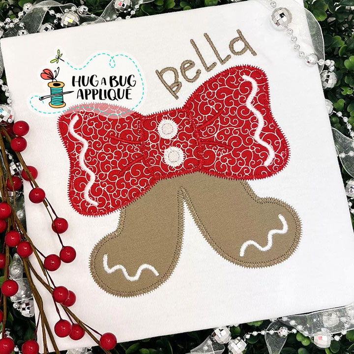 Ginger Bow Zig Zag Stitch Applique Design