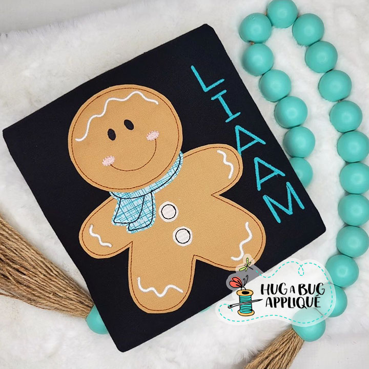 Ginger Boy Scarf Bean Stitch Applique Design