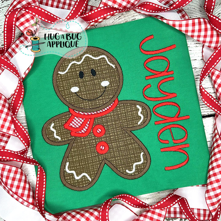 Ginger Boy Scarf Satin Stitch Applique Design