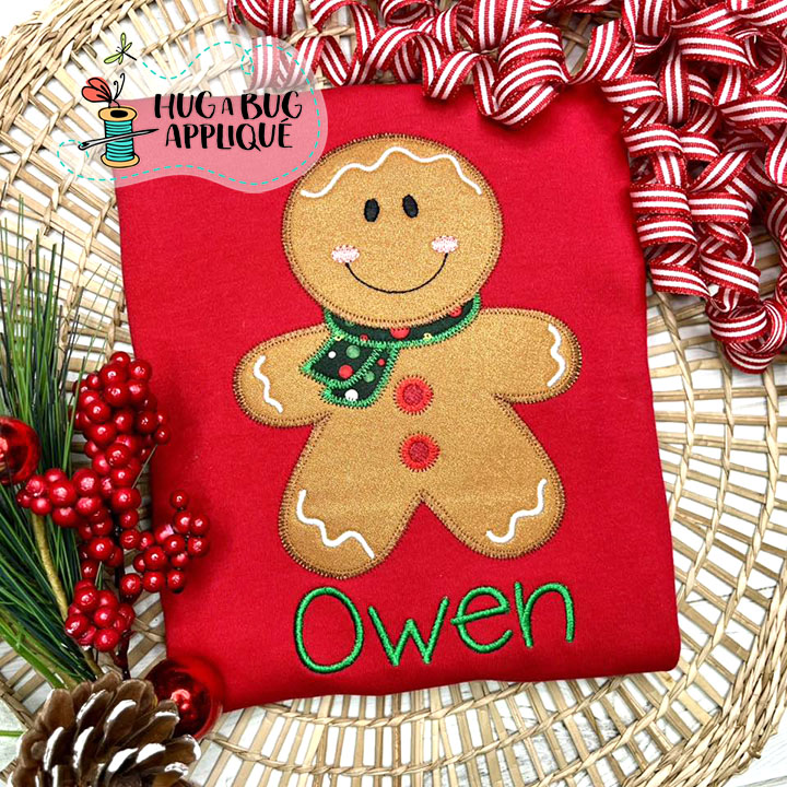 Ginger Boy Scarf Zig Zag Stitch Applique Design