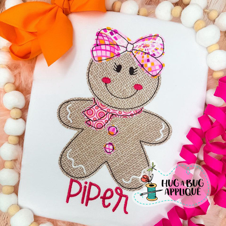 Ginger Boy Scarf Satin Stitch Applique Design