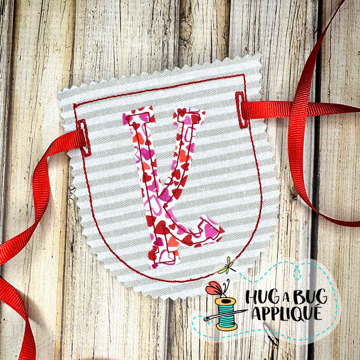 Rounded Flag Bunting Bean Stitch In the Hoop Applique Design