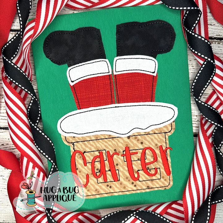 Santa Boots Chimney Bean Stitch Applique Design
