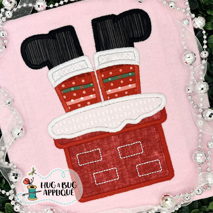 Santa Boots Chimney Satin Stitch Applique Design