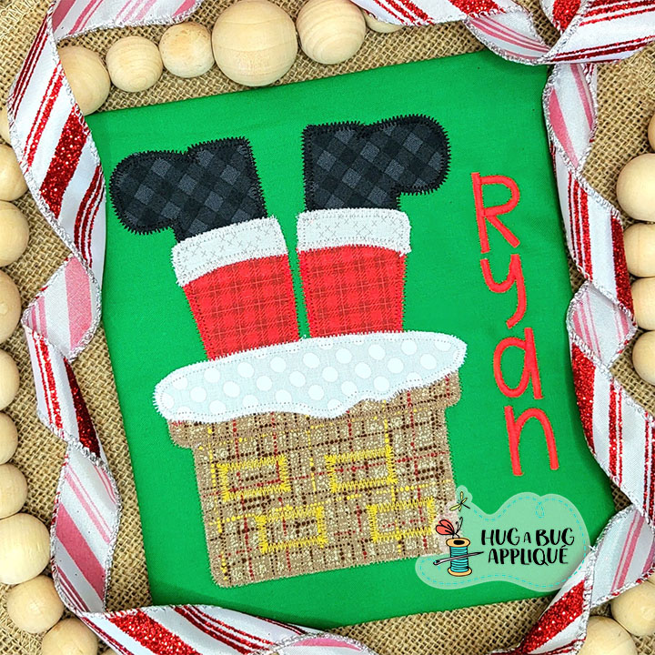 Santa Boots Chimney Zig Zag Stitch Applique Design