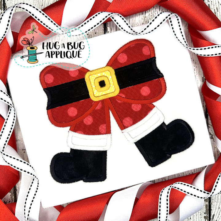 Santa Bow Satin Stitch Applique Design