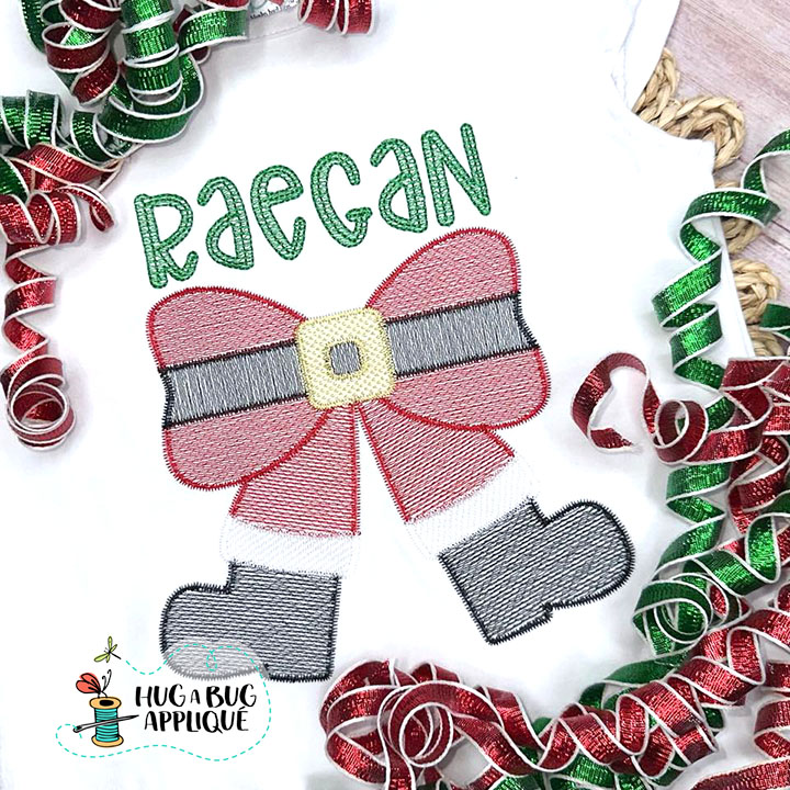 Santa Bow Sketch Stitch Embroidery Design