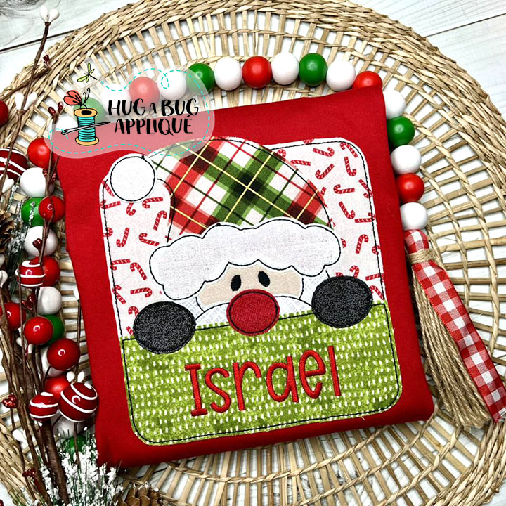 Santa Split Box Bean Stitch Applique Design