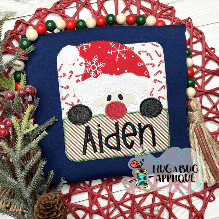 Santa Split Box Zig Zag Stitch Applique Design