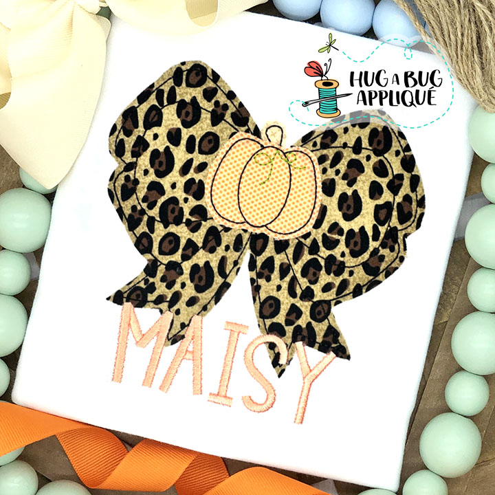 Square Bow Pumpkin Bean Stitch Applique Design