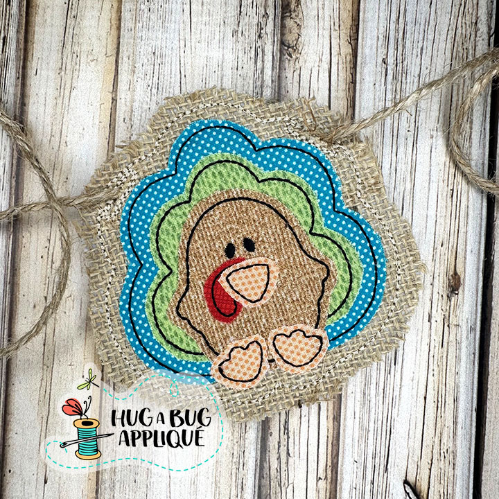 Turkey Bunting Bean Stitch In the Hoop Applique Design