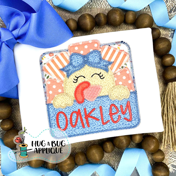 Turkey Bow Split Box Zig Zag Stitch Applique Design