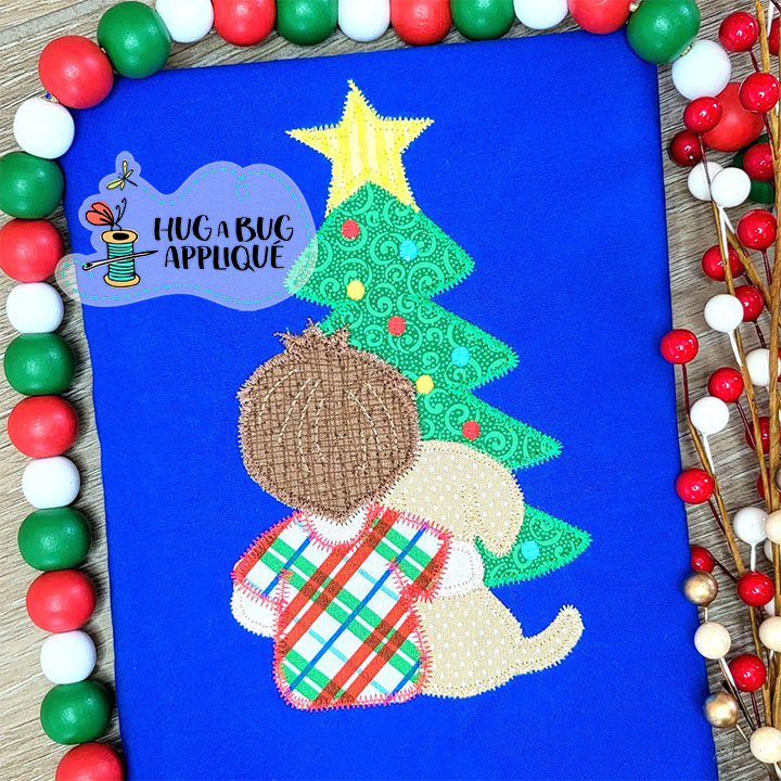 Boy Dog Tree Zig Zag Stitch Applique Design