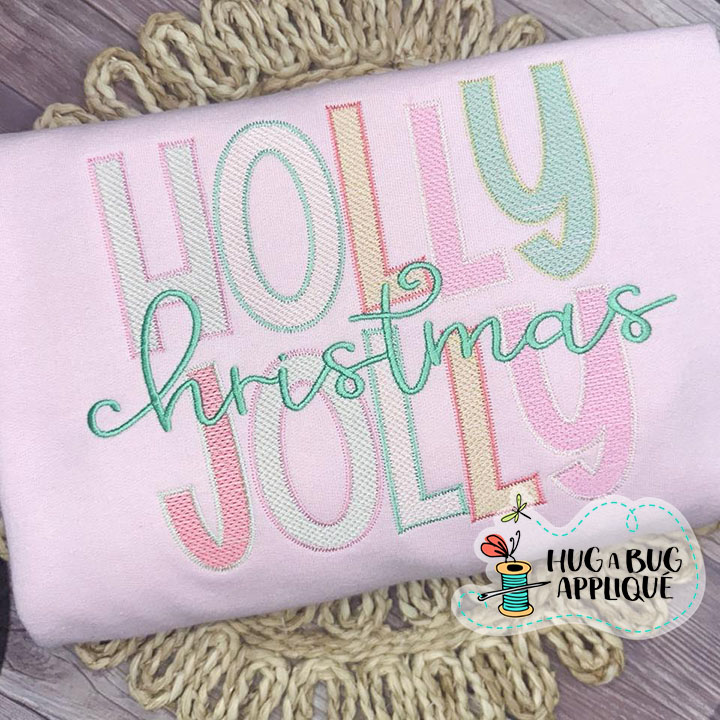 Holly Jolly Christmas Sketch Stitch Embroidery Design